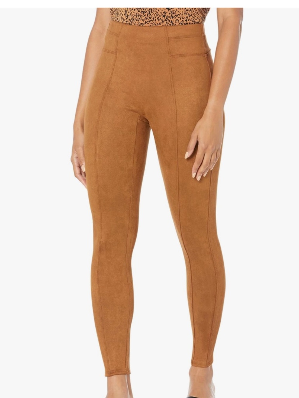 SPANX Faux Suede Leggings – Rich Caramel – Size Large